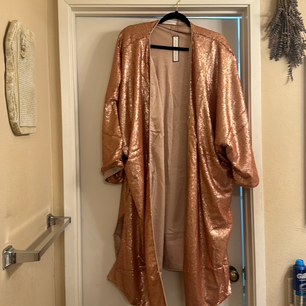 So cute completely pink sequined kimono one size NWT